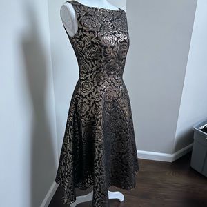 Bettie page gold and black dress